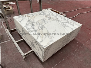 Low Height Calacatta Marble Block Coffee Table