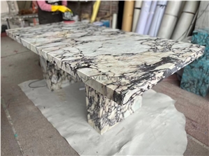 Modern Geometric Calacatta Violet Marble Coffee Table