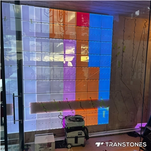 Colorful Wine Feature Wall Translucent Onyx Lighting Box Artificial Stone Decor
