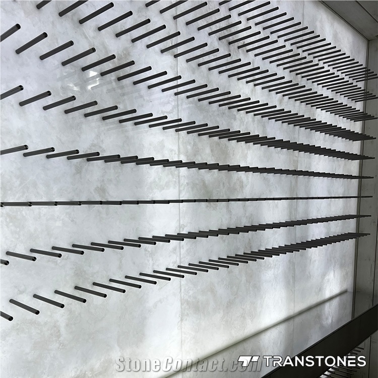Colorful Wine Feature Wall Translucent Onyx Lighting Box Artificial Stone Decor