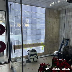 Colorful Wine Feature Wall Translucent Onyx Lighting Box Artificial Stone Decor