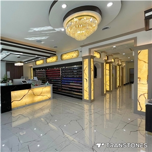 Flexible Wall Panel Yellow Onyx Translucent Alabaster Column