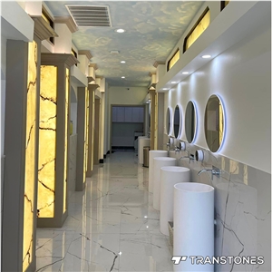 Flexible Wall Panel Yellow Onyx Translucent Alabaster Column