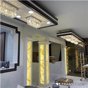 Flexible Wall Panel Yellow Onyx Translucent Alabaster Column