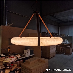 Translucent Ceiling Lamp White Faux Onyx Alabaster Ring