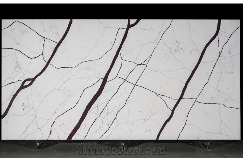 White Quartz With Black Vein Slab