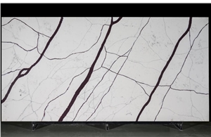 White Quartz With Black Vein Slab