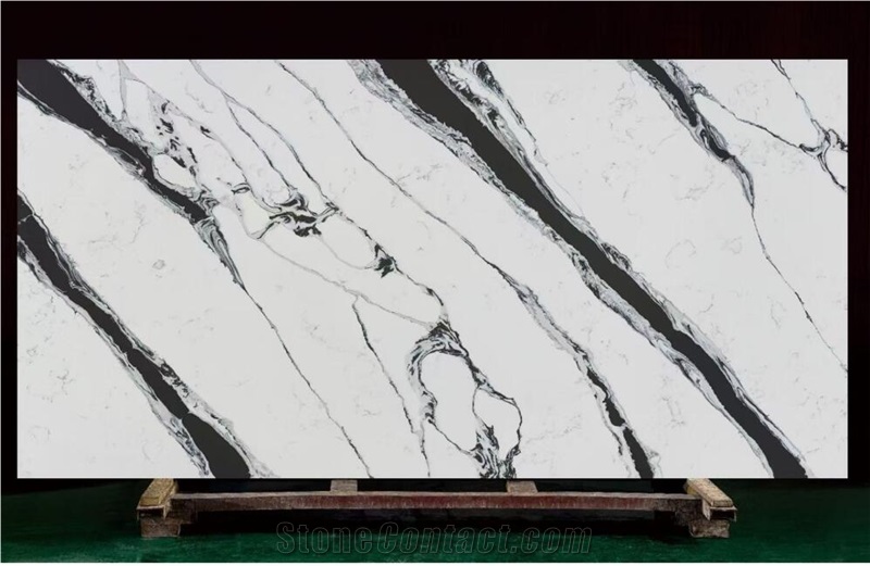 White Quartz With Black Vein Slab