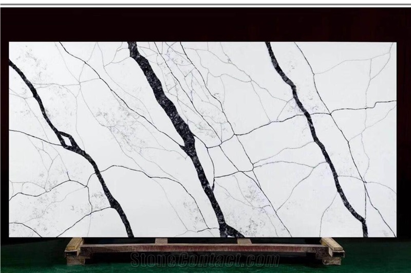 White Quartz With Black Vein Slab