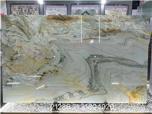 Brazil Fusion Gold Quartzite Golden Silk Ocean Wave Slab