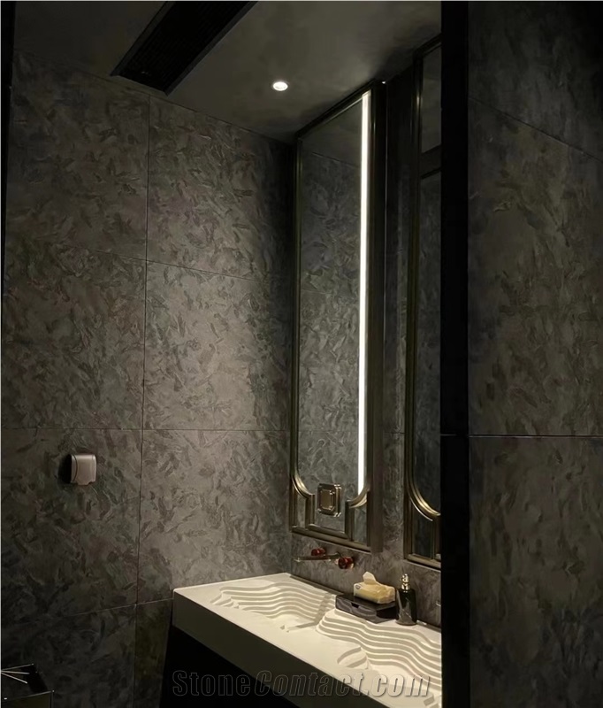 Matrix  Black Granite Polished Slab Tile