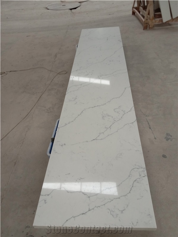 Calacatta Silver Quartz Stone For Bathroom Counter Top