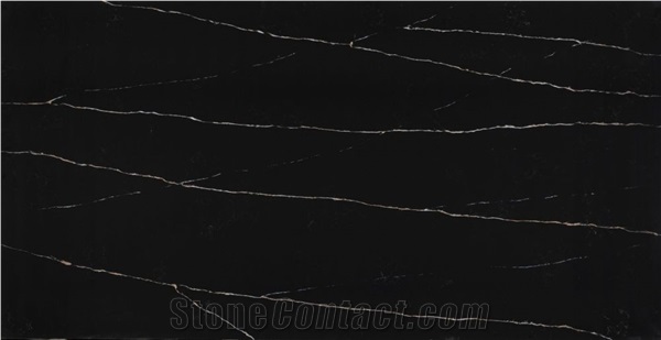 Black Dinant Artificial Calacatta Slabs Quartz Slabs