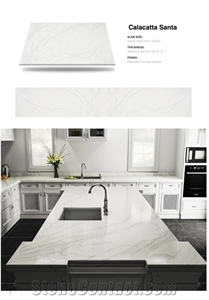 Calacatta Santa Quartz Slabs Artificial Stone Flooring