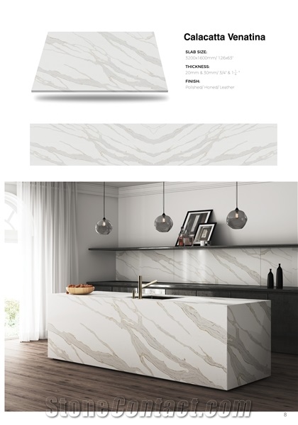 Calacatta Venatina Quartz Slabs Quartz Agglomerate Slabs