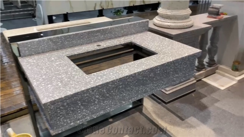 Terrazzo Bathroom Countertop Vanity Top With Sink