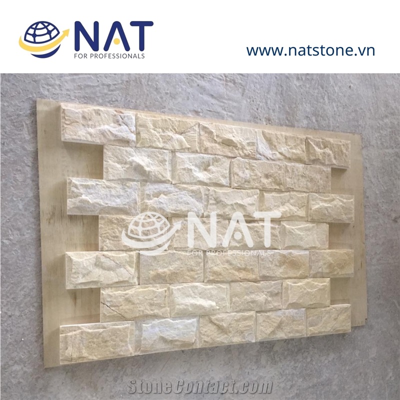 Yellow Mushroom Face- Vietnam Ledger Panels Split Wall Stone