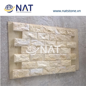 Yellow Mushroom Face- Vietnam Ledger Panels Split Wall Stone