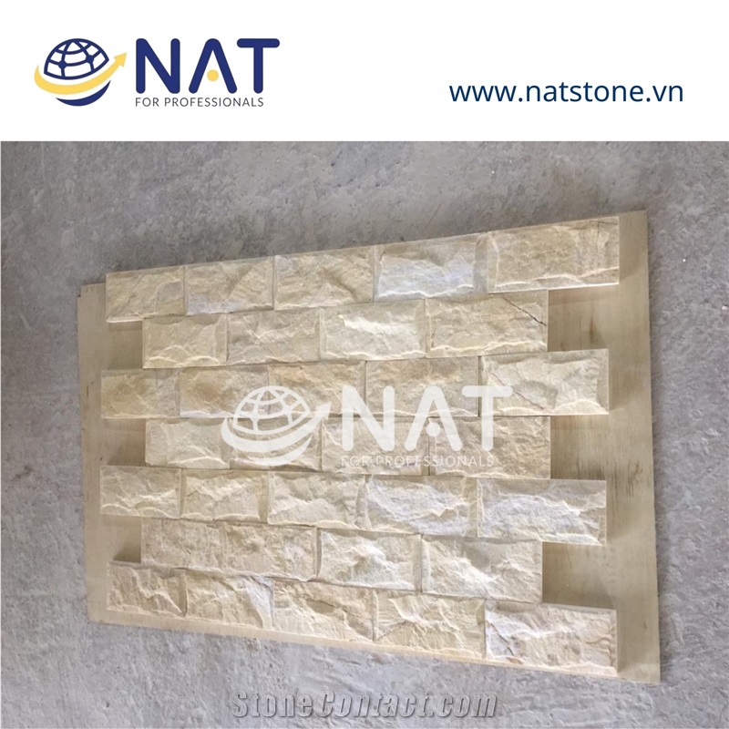 Yellow Mushroom Face- Vietnam Ledger Panels Split Wall Stone