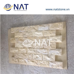 Yellow Mushroom Face- Vietnam Ledger Panels Split Wall Stone