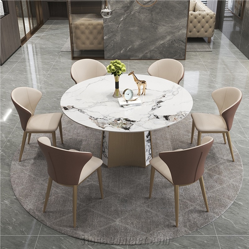 Artificial Marble Top Sintered Stone Rotating Dining Table