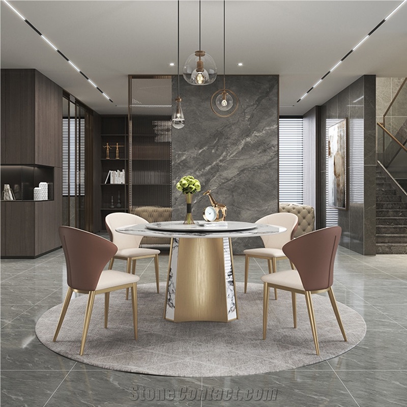 Artificial Marble Top Sintered Stone Rotating Dining Table