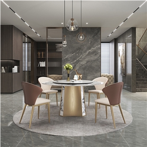 Artificial Marble Top Sintered Stone Rotating Dining Table