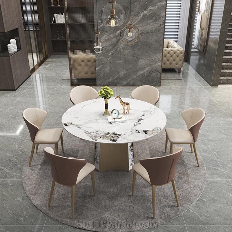 Artificial Marble Top Sintered Stone Rotating Dining Table