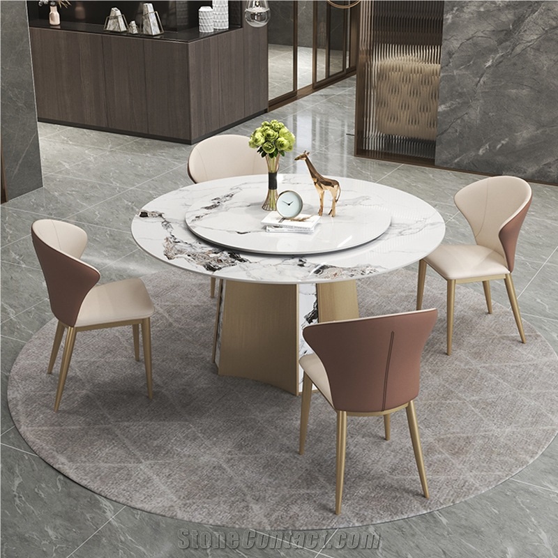 Artificial Marble Top Sintered Stone Rotating Dining Table