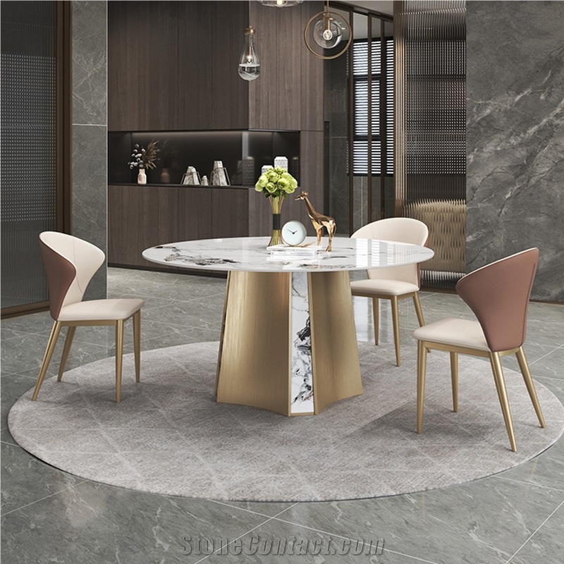 Artificial Marble Top Sintered Stone Rotating Dining Table