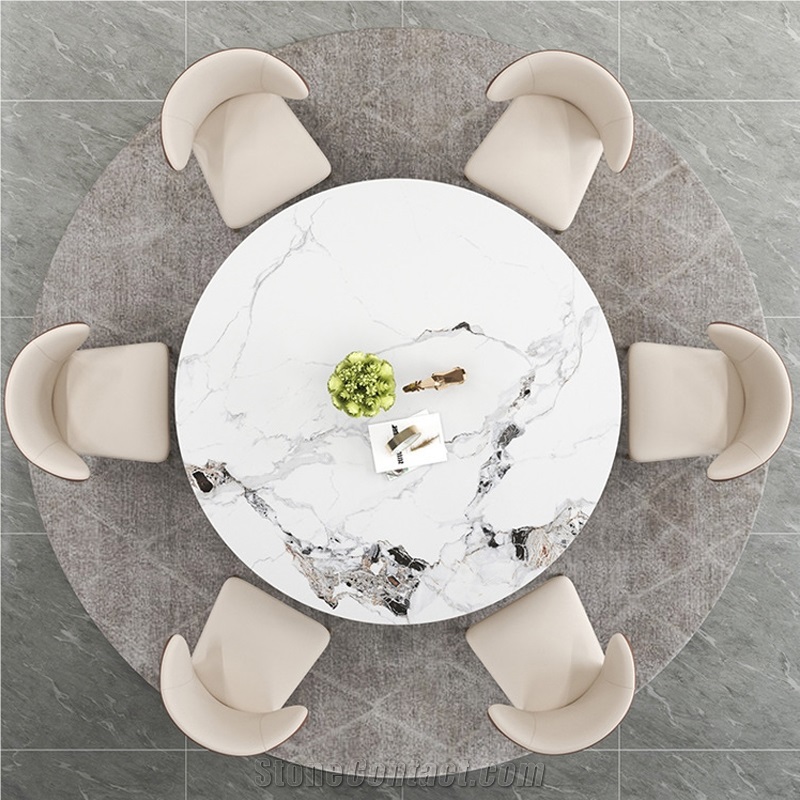 Artificial Marble Top Sintered Stone Rotating Dining Table