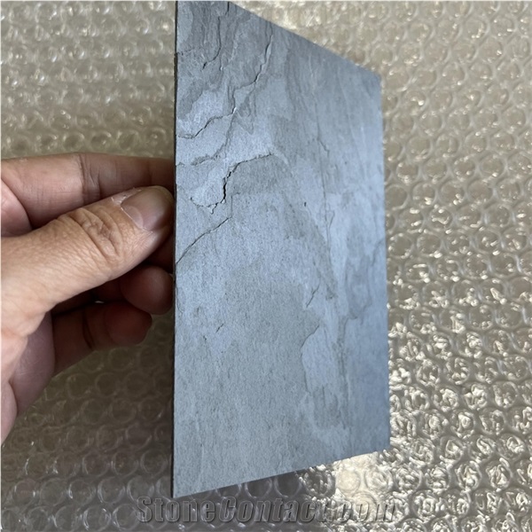 Black Ultra Thin Stone Flexible Facade Tiles Wall Cladding