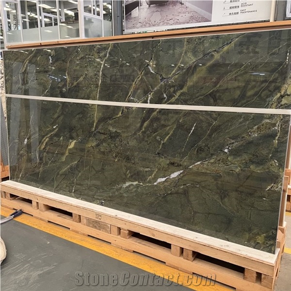 Green Sintered Stone Slab Artificial Stone Home Wall Tile