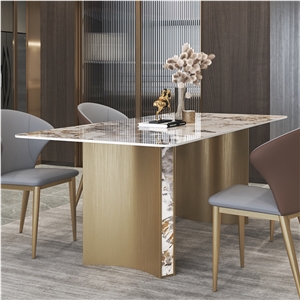 Home Furniture Sintered Stone Rectangular Dining Table Set