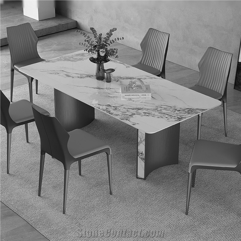 Home Furniture Sintered Stone Rectangular Dining Table Set