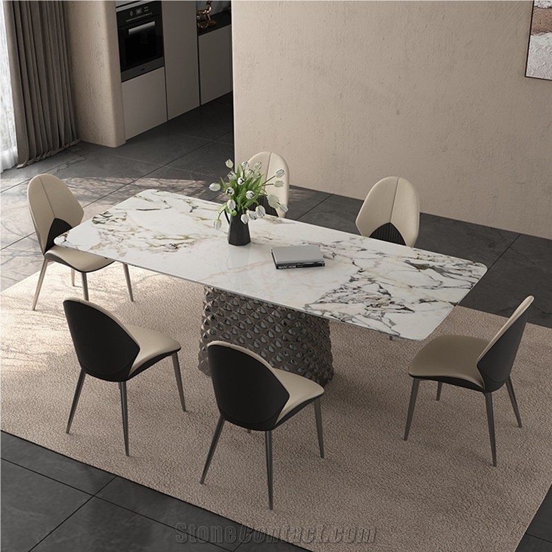 Luxury Sintered Stone Dining Table For Villa Home Decoration