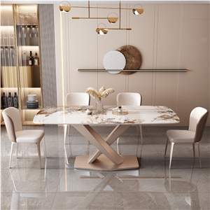 Minimalist Dining Room Furniture Sintered Stone Dining Table