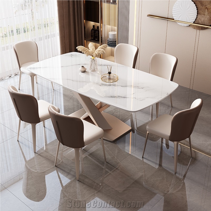 Minimalist Dining Room Furniture Sintered Stone Dining Table