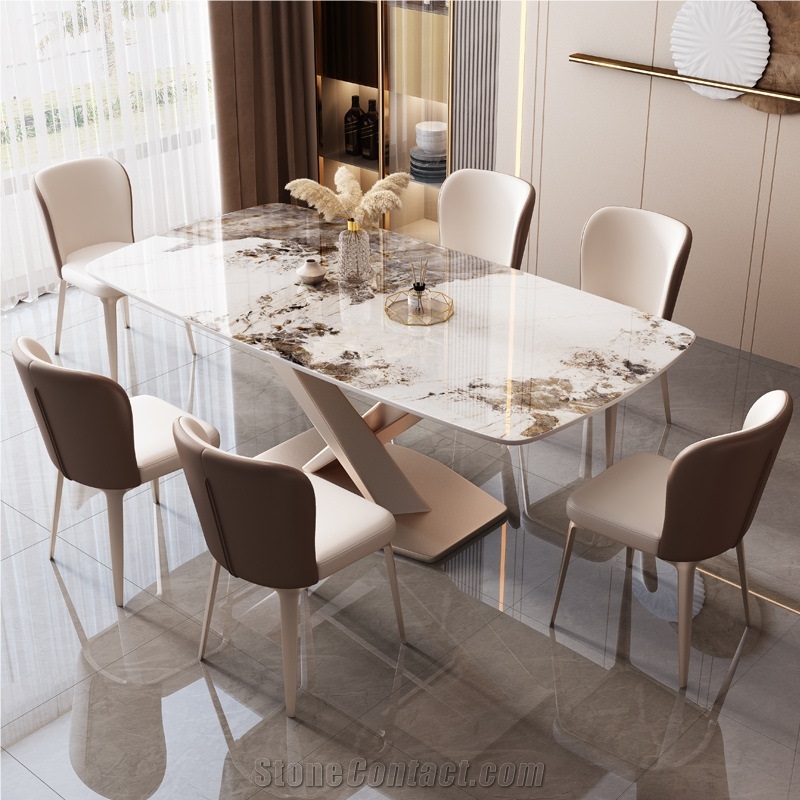Minimalist Dining Room Furniture Sintered Stone Dining Table