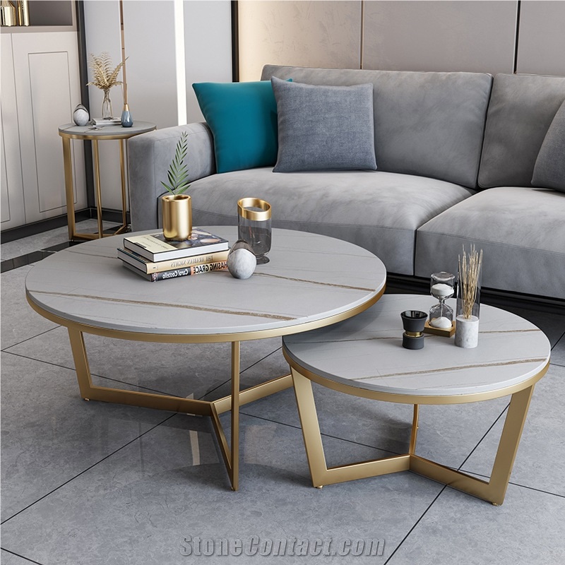 Modern Home Furniture Sintered Stone Round Coffee Table Sets