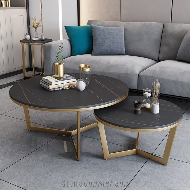 Modern Home Furniture Sintered Stone Round Coffee Table Sets