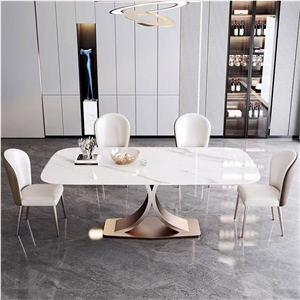 Modern Stainless Steel Leg Sintered Stone Dining Table