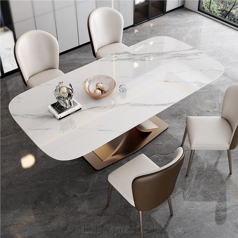 Modern Stainless Steel Leg Sintered Stone Dining Table