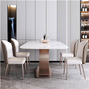 Modern Stainless Steel Leg Sintered Stone Dining Table