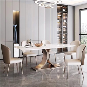 Modern Stainless Steel Leg Sintered Stone Dining Table
