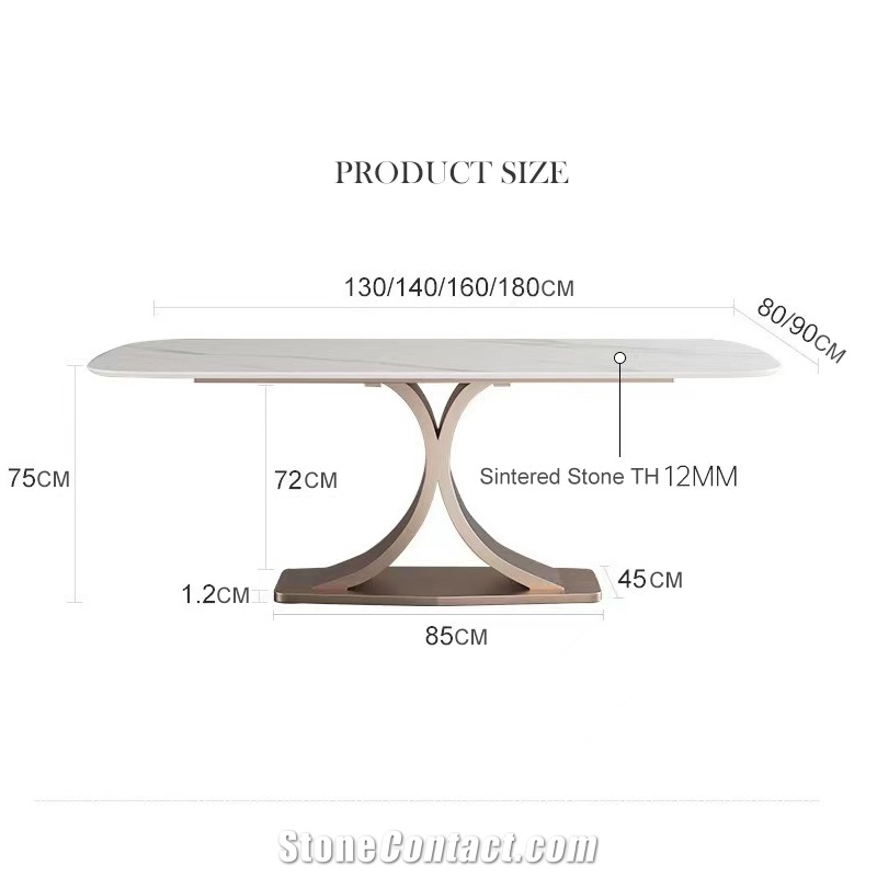 Modern Stainless Steel Leg Sintered Stone Dining Table