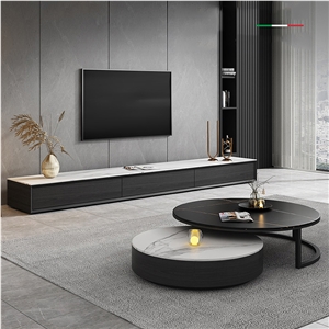 Round Sintered Stone Alphabet Coffee Table For Living Room