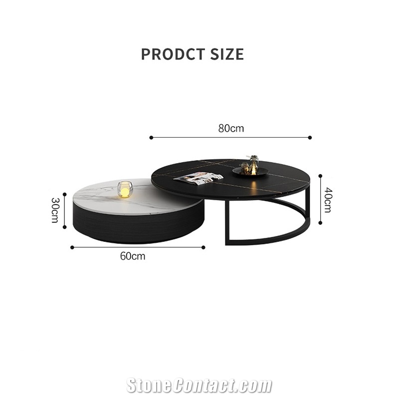 Round Sintered Stone Alphabet Coffee Table For Living Room
