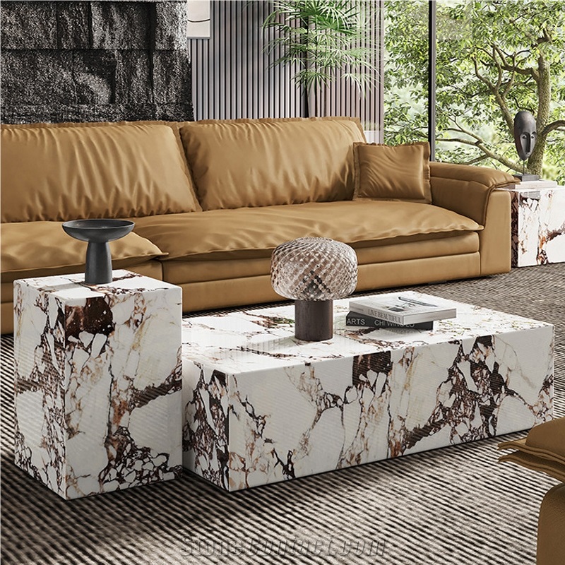 Sintered Stone Coffee Table Set Side Table Villa Home Design