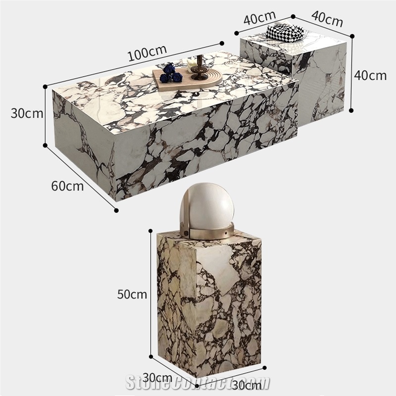 Sintered Stone Coffee Table Set Side Table Villa Home Design